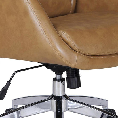 Modern PU Leather High-Back Ergonomic Computer Desk Chair, Padded Seat, Nutmeg