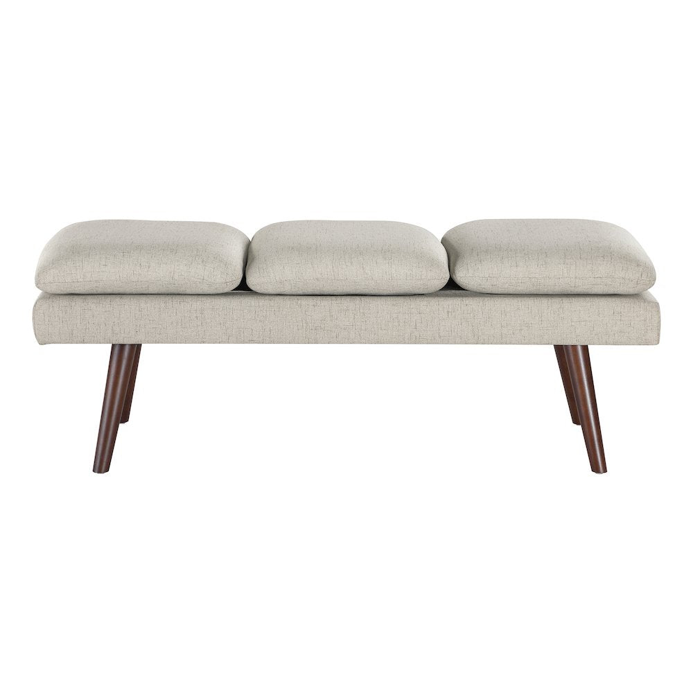 Amanda 54" Mid-Century Bench in Linen Fabric