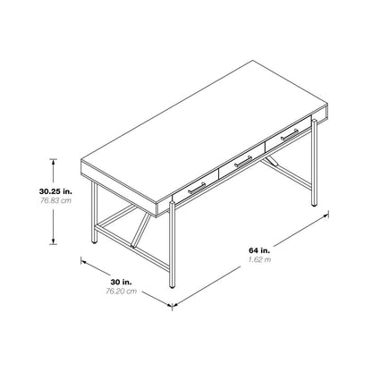 Broadway Desk with Black Gloss Finish and Gold Frame, BWY65-BLK