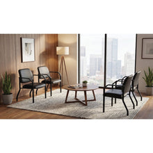 Big & Tall Guest Chair in Black Faux Leather with PU Arms and Black Metal Frame