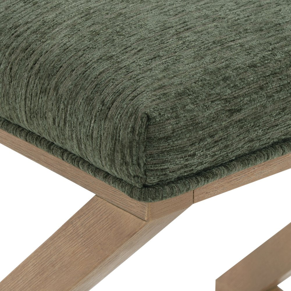 Carson X-Frame Stool in Pine Fabric and Medium Oak Finish Wood