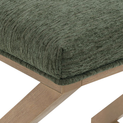 Carson X-Frame Stool in Pine Fabric and Medium Oak Finish Wood