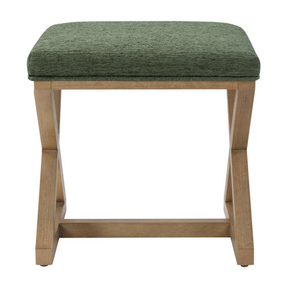 Carson X-Frame Stool in Pine Fabric and Medium Oak Finish Wood