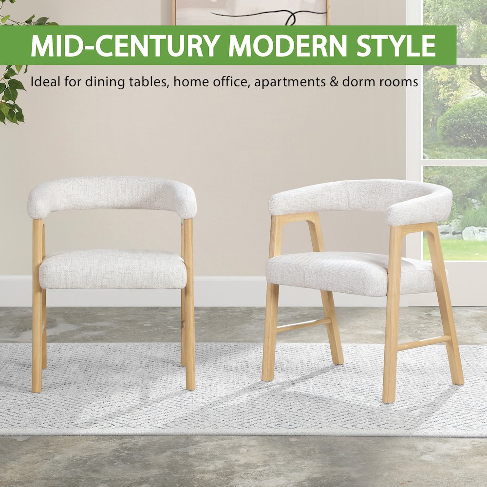 Kayley Dining Chair in Linen Fabric with National Wood Finish 2-Pack