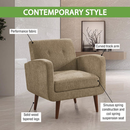 Lake Meadows Arm Chair in Taupe Fabric with Espresso Legs