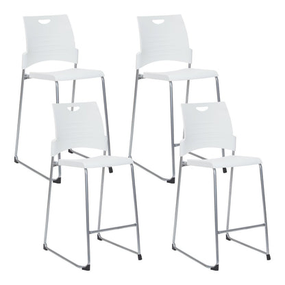 Tall Stacking and Ganging Chair with White Plastic Seat & Back, 4-Pack