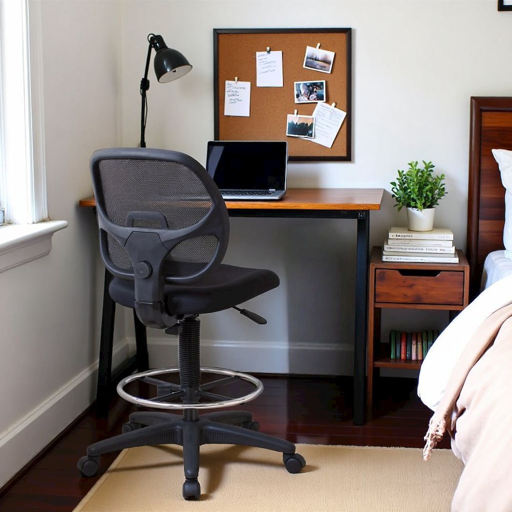 Black Drafting Chair – Tall Office Chair With 20-Inch Foot Rest