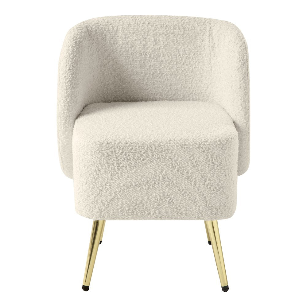 Abrina Vanity Chair in Textured Cream Fabric with Gold Legs