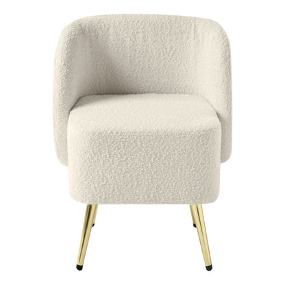 Abrina Vanity Chair in Textured Cream Fabric with Gold Legs