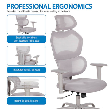 Grey Mesh Back with Grey Fabric Seat Manager’s Chair,Height Adjustable Arms