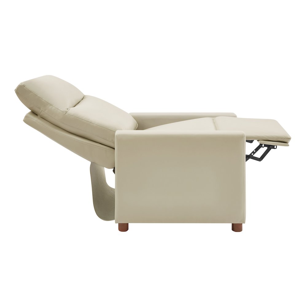 Vincent Pushback Recliner in Faux Leather Taupe Fabric