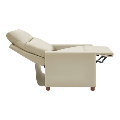 Vincent Pushback Recliner in Faux Leather Taupe Fabric