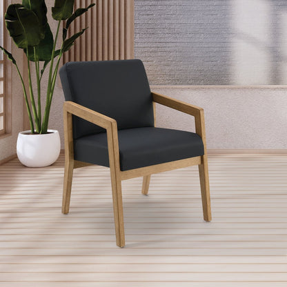 Back Faux Leather with Medium Oak Finish Visitor’s Chair with Memory Foam Seat