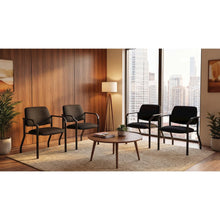 Big & Tall Guest Chair in Icon Black Fabric with PU Arms and Black Metal Frame