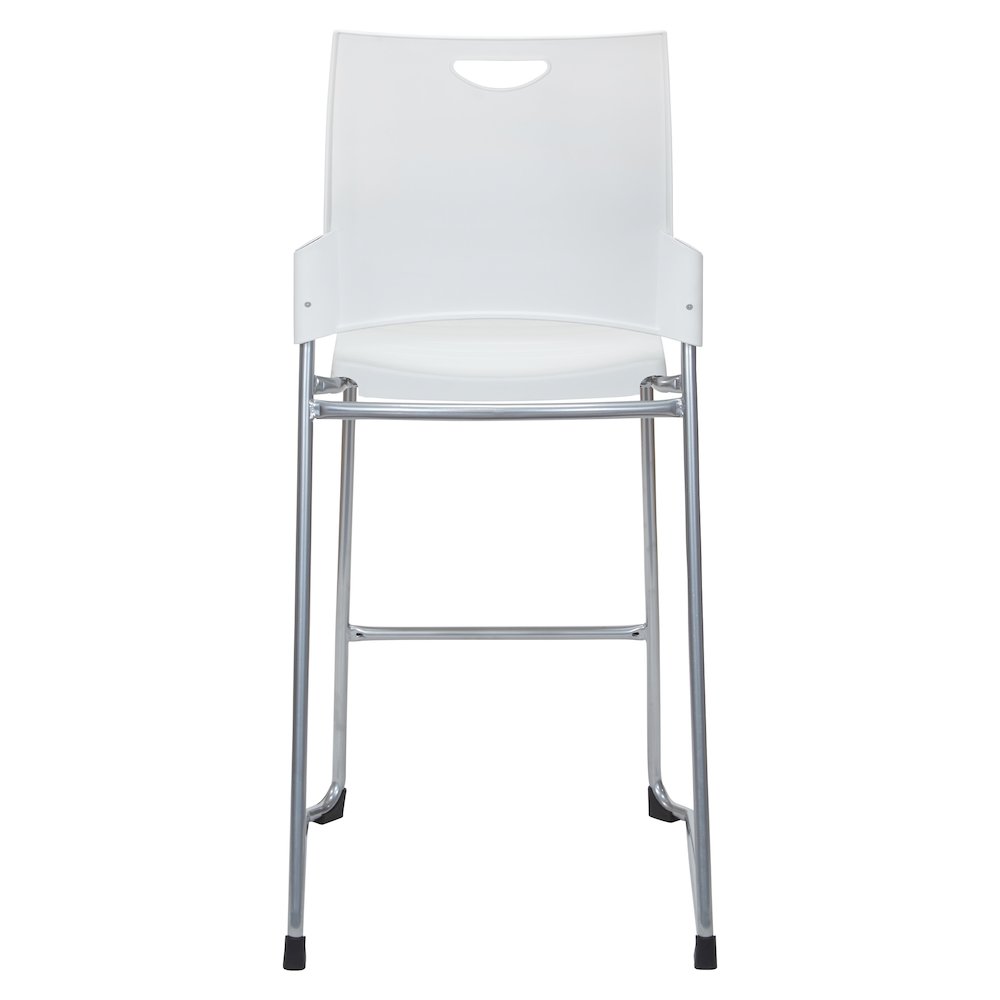 Tall Stacking and Ganging Chair with White Plastic Seat & Back, 2-Pack