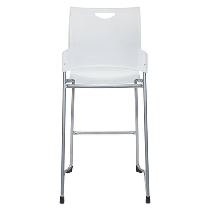 Tall Stacking and Ganging Chair with White Plastic Seat & Back, 2-Pack