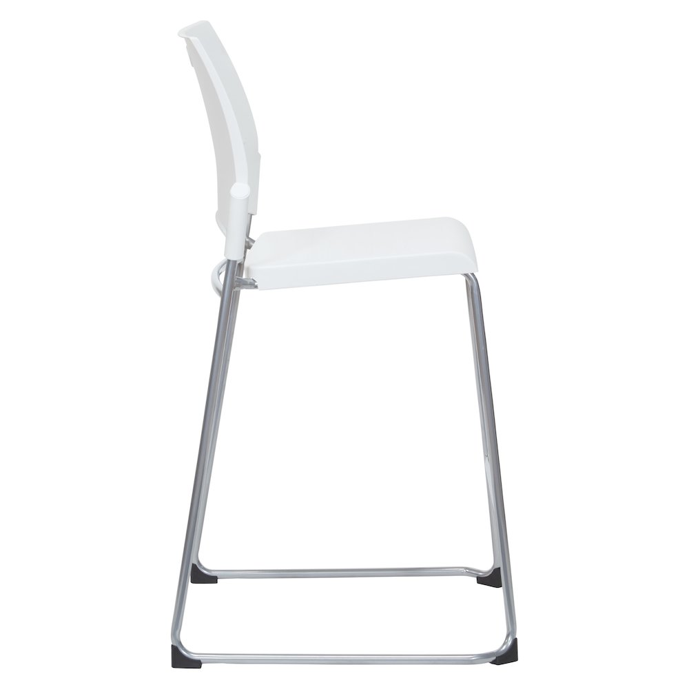 Tall Stacking and Ganging Chair with White Plastic Seat & Back, 4-Pack