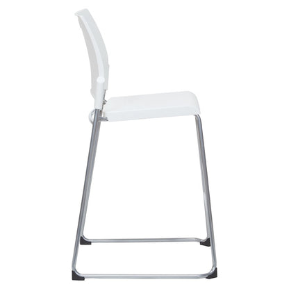 Tall Stacking and Ganging Chair with White Plastic Seat & Back, 4-Pack