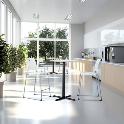 Tall Stacking and Ganging Chair with White Plastic Seat & Back, 4-Pack