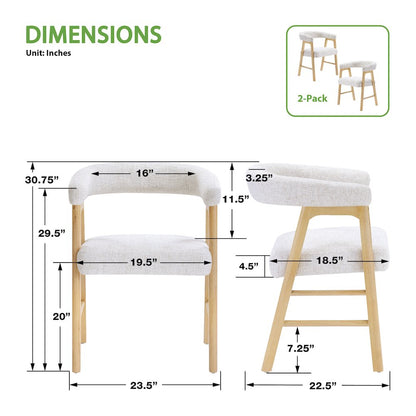 Kayley Dining Chair in Linen Fabric with National Wood Finish 2-Pack