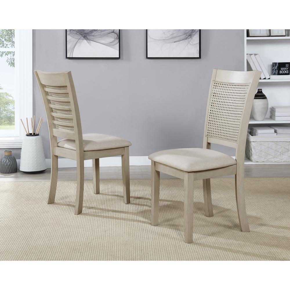 Walden Cane Back Dining Chair 2pk, Linen / Antique White