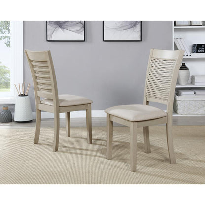 Walden Cane Back Dining Chair 2pk, Linen / Antique White