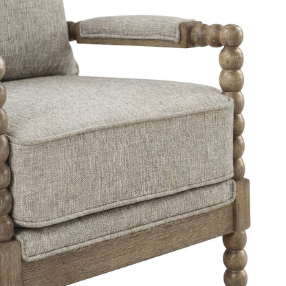 Polyester Spindle Accent Chair with Rubberwood Frame for Living Room, Fog