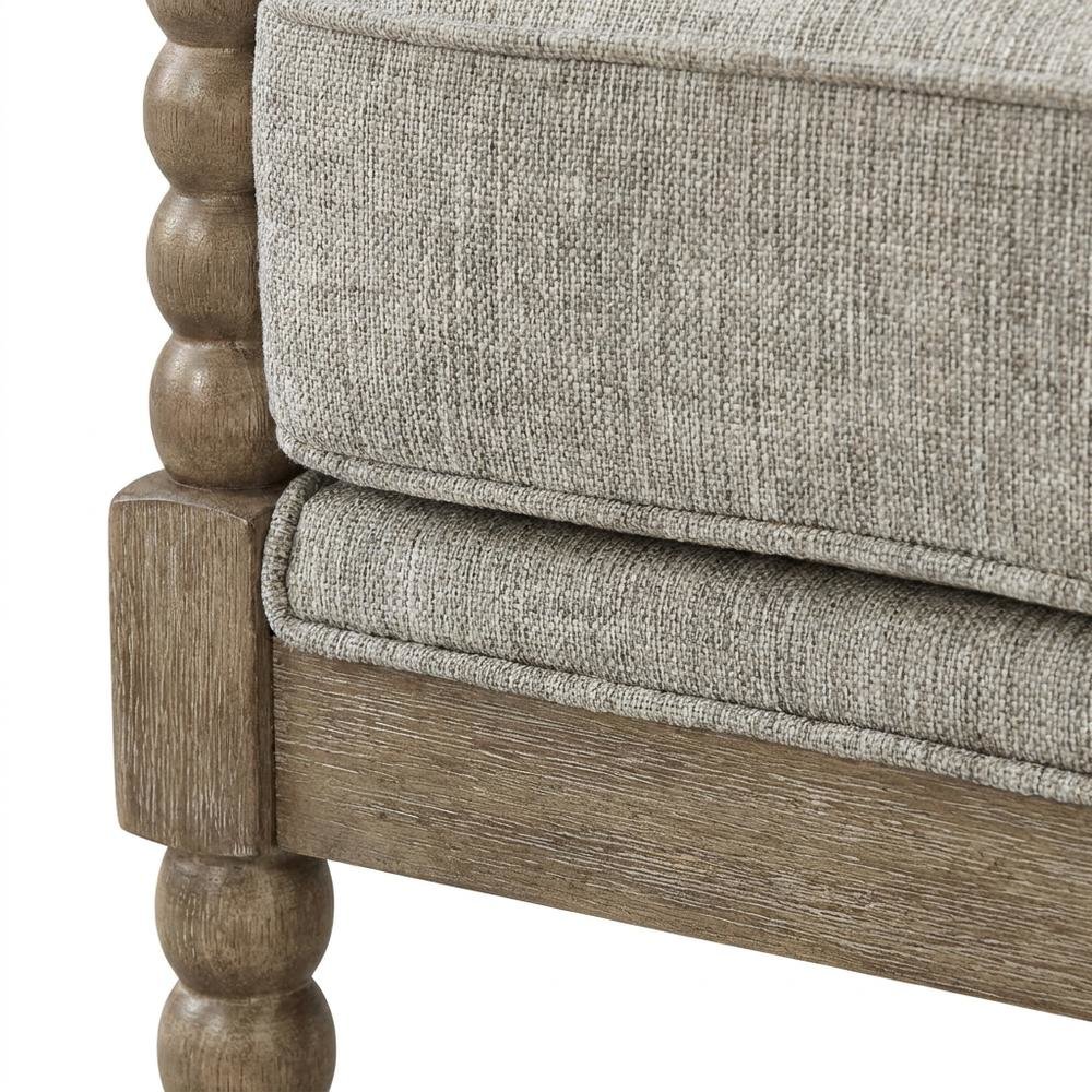 Polyester Spindle Accent Chair with Rubberwood Frame for Living Room, Fog