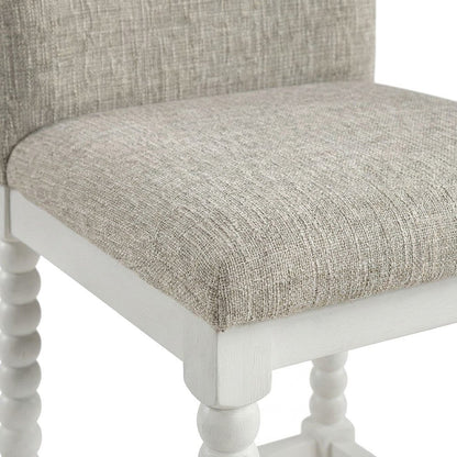 Spindle-Back Farmhouse Counter Stool with Polyester Seat, Fog / Antique White