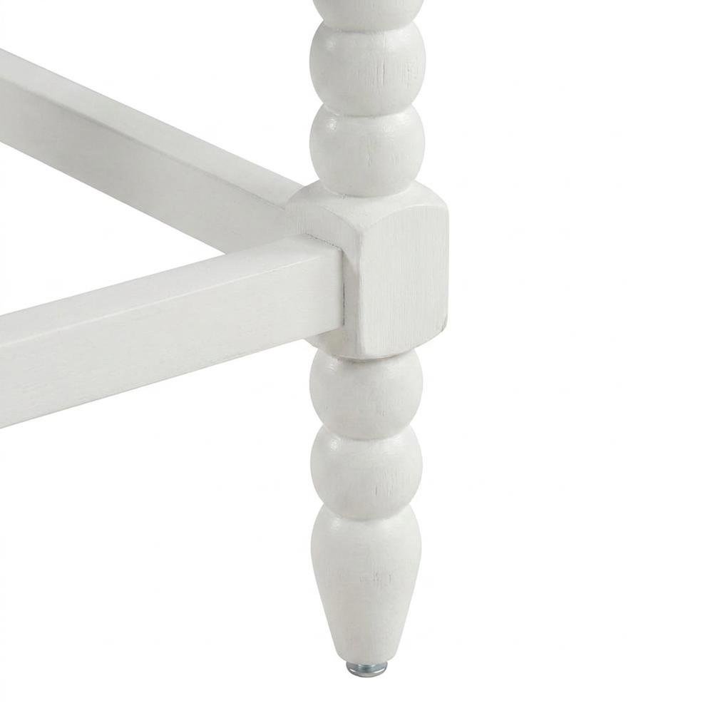 Spindle-Back Farmhouse Counter Stool with Polyester Seat, Fog / Antique White