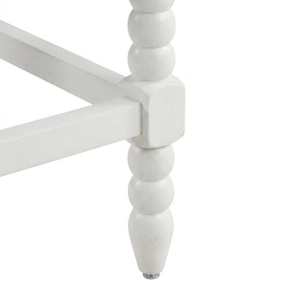 Spindle-Back Farmhouse Counter Stool with Polyester Seat, Fog / Antique White