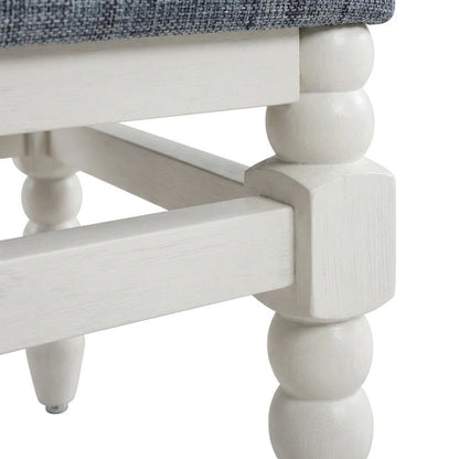 Spindle-Back Farmhouse Counter Stool with Polyester Seat, Indigo / Antique White