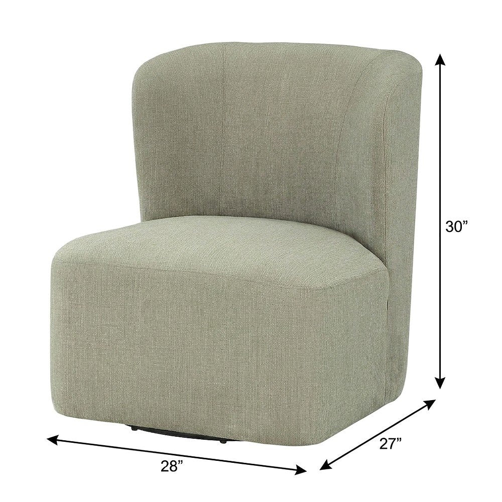 Polyester Upholstered Contemporary Swivel Accent Armchair with Steel Base, Fog