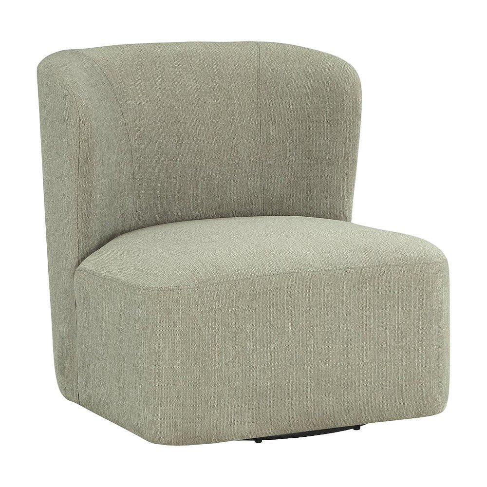 Polyester Upholstered Contemporary Swivel Accent Armchair with Steel Base, Fog