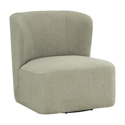 Polyester Upholstered Contemporary Swivel Accent Armchair with Steel Base, Fog