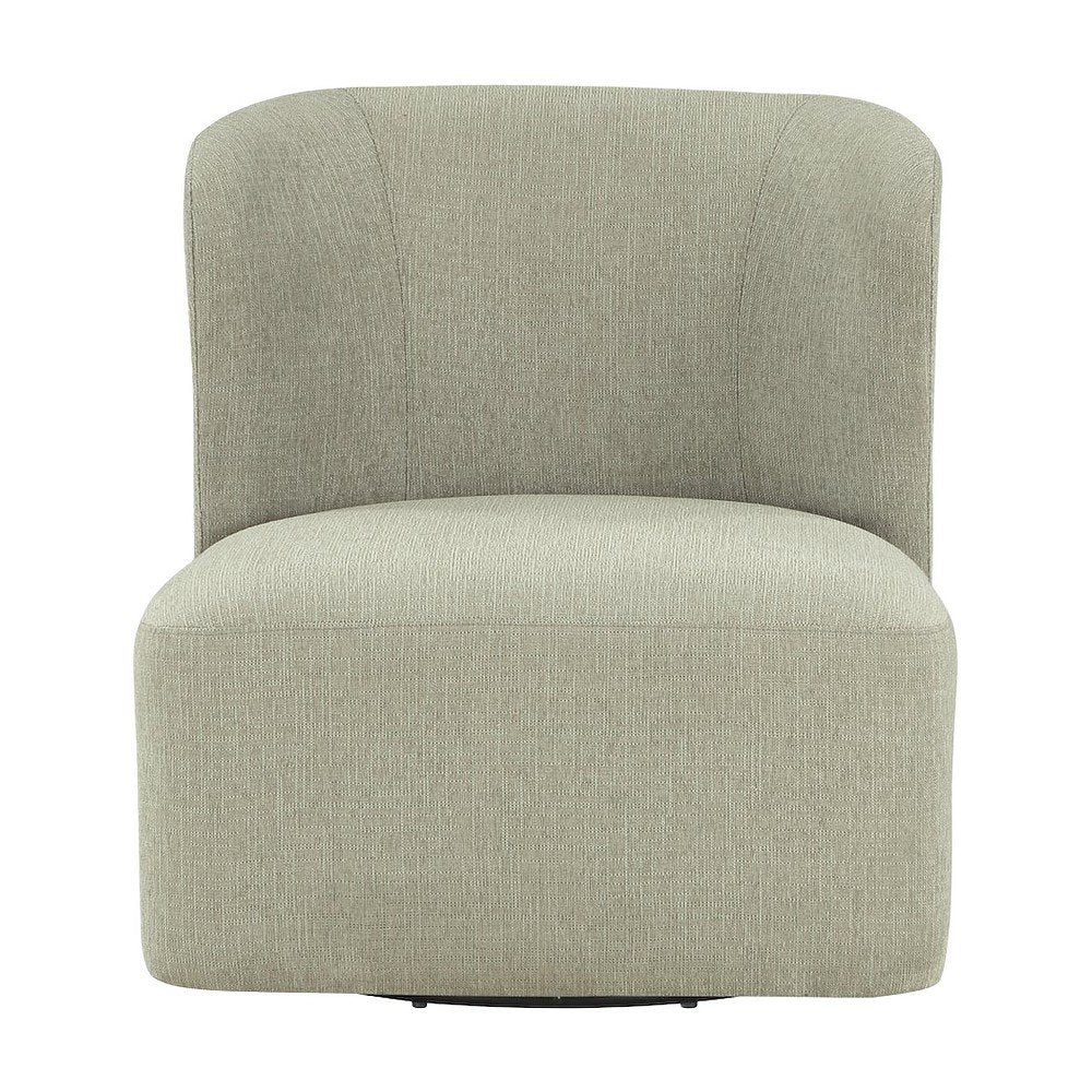 Polyester Upholstered Contemporary Swivel Accent Armchair with Steel Base, Fog