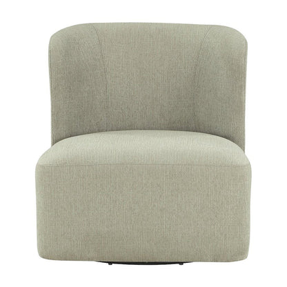 Polyester Upholstered Contemporary Swivel Accent Armchair with Steel Base, Fog