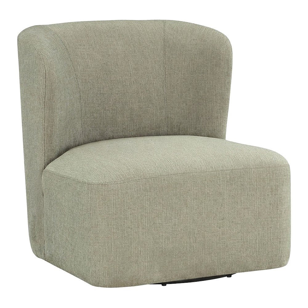 Polyester Upholstered Contemporary Swivel Accent Armchair with Steel Base, Fog