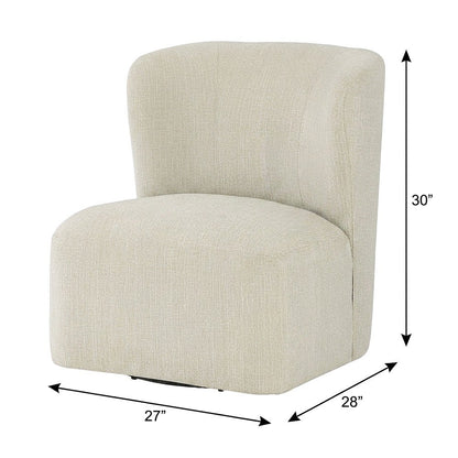 Polyester Upholstered Contemporary Swivel Accent Armchair with Steel Base, Linen