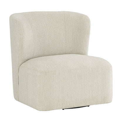 Polyester Upholstered Contemporary Swivel Accent Armchair with Steel Base, Linen