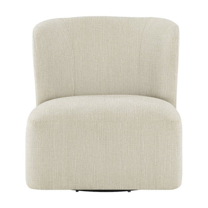 Polyester Upholstered Contemporary Swivel Accent Armchair with Steel Base, Linen