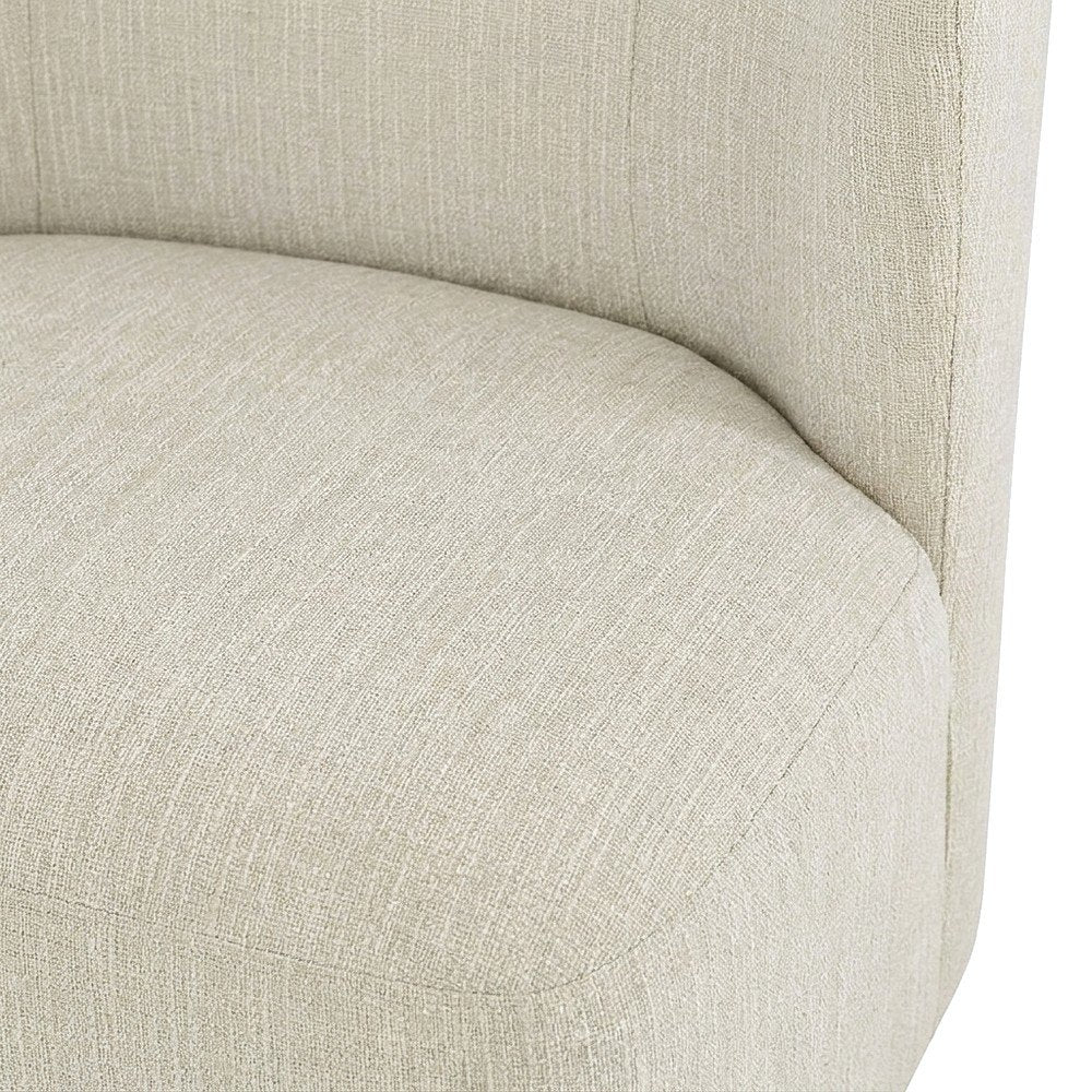 Polyester Upholstered Contemporary Swivel Accent Armchair with Steel Base, Linen
