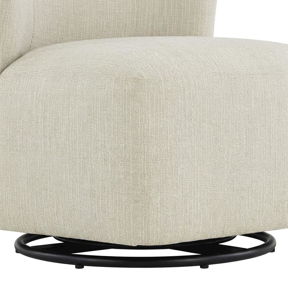 Polyester Upholstered Contemporary Swivel Accent Armchair with Steel Base, Linen