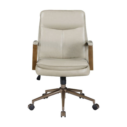 PU Leather Mid-Back Swivel Computer Desk Chair with Padded Seat and Arms, Taupe