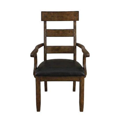 Distressed Mango Armchair with Upholstered Seat and Updated Lodge Style
