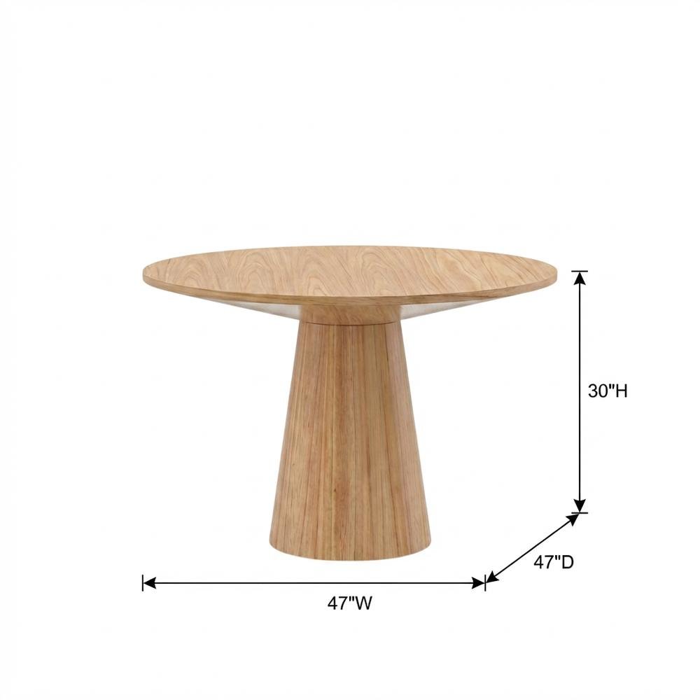 Natural Round Dining Table, Mid-Century Modern Style, Seats 4