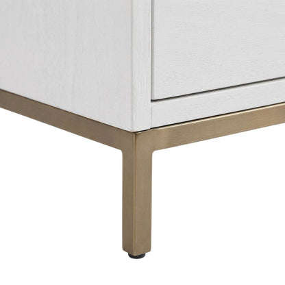 White modern contemporary TV console, mahogany solids, veneer construction