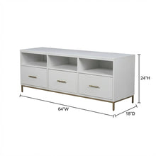 White modern contemporary TV console, mahogany solids, veneer construction