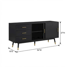 Black Mahogany-Like TV Console with Mid Century Modern Design