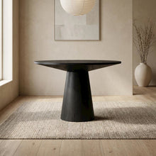 Black Round Dining Table, Mid-Century Modern Style, Seats 4